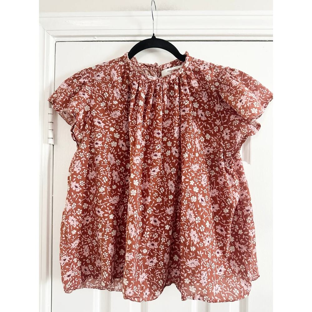 TROVATA Birds of Paradis Carla Highneck Floral Cotton Blouse - Sz Small - Picture 3 of 7